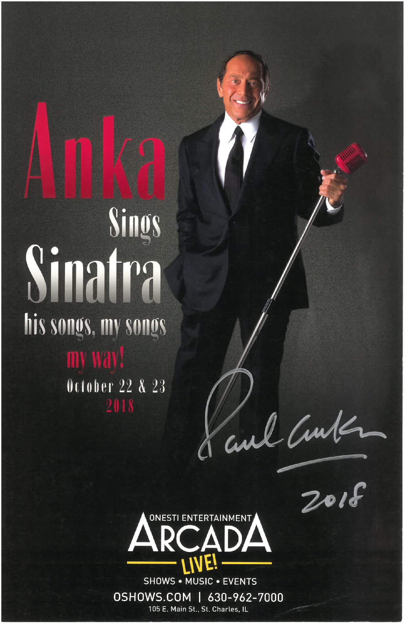 Paul Anka Poster-10/22/2018 & 10/23/2018-ARC