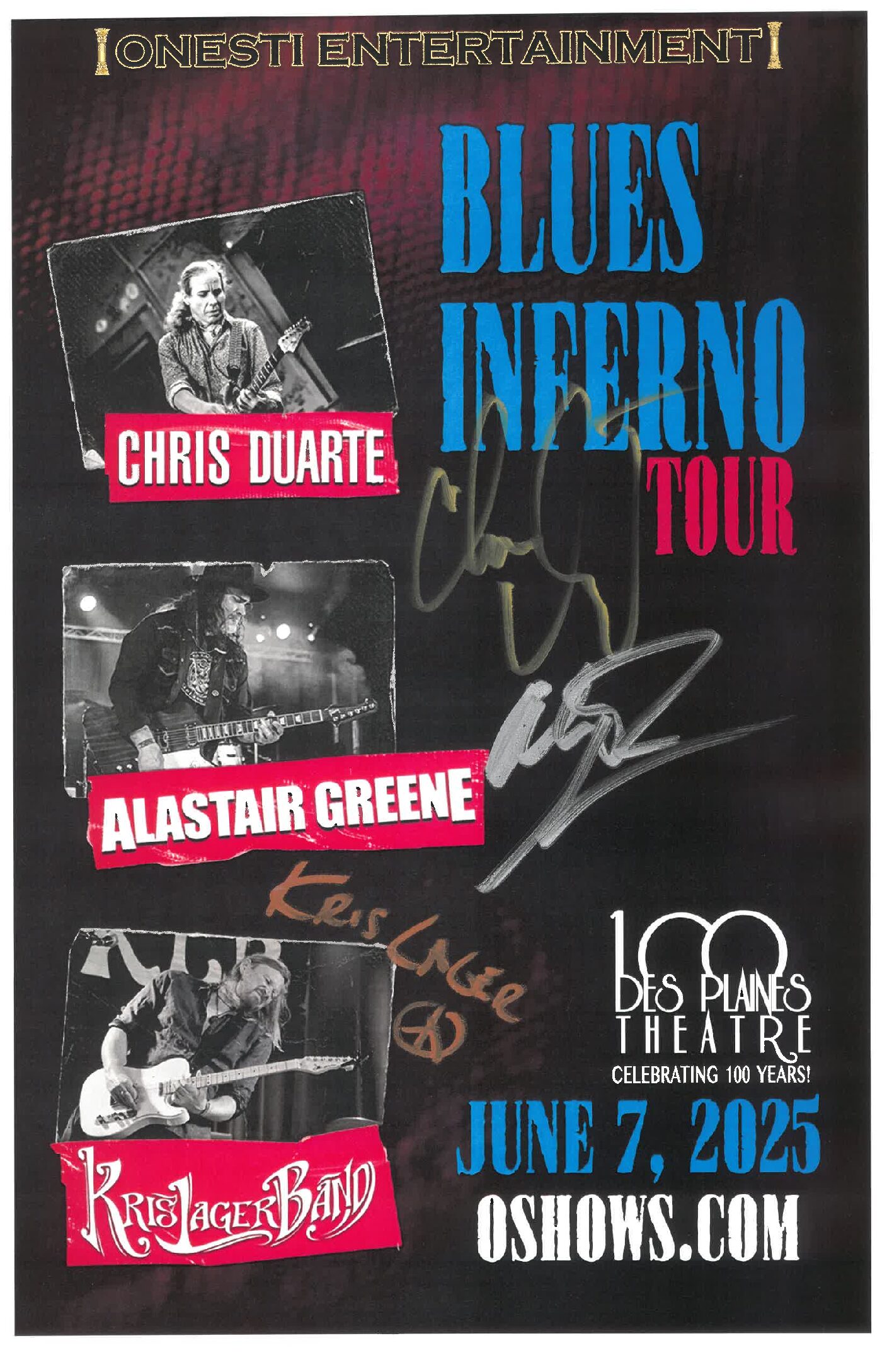Blues Inferno Tour (Chris Duarte, Alastair Greene, Kris Lager Band) Poster 6/7/25-DPT