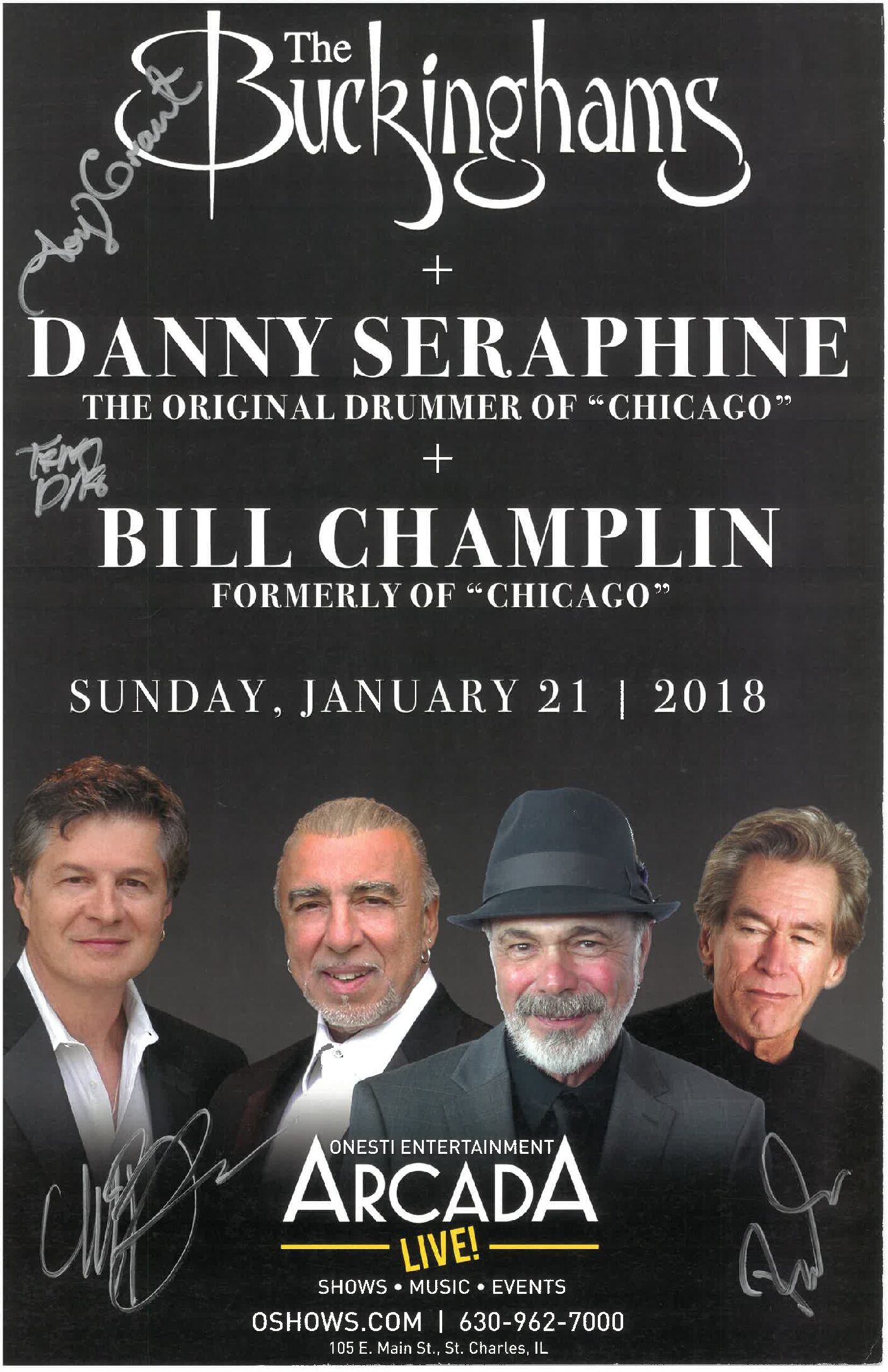 The Buckinghams & Danny Seraphine & Bill Champlain Poster 1/21/18-ARC