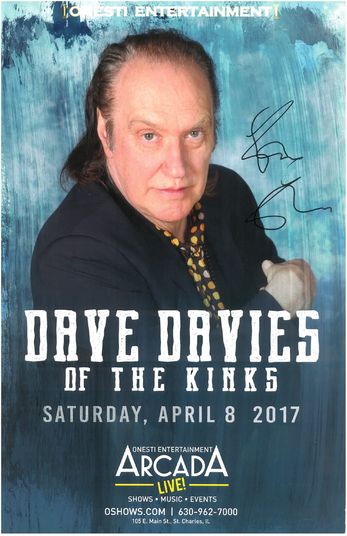 Dave Davies Poster- 4/8/17 (Signed)-ARC