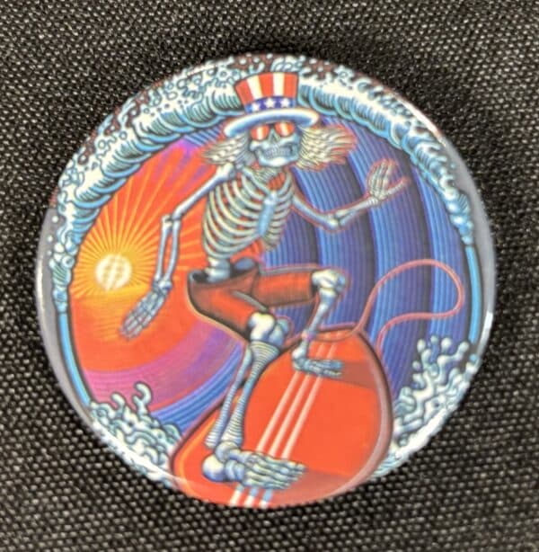 Grateful Dead Surfing Skeleton Large Button