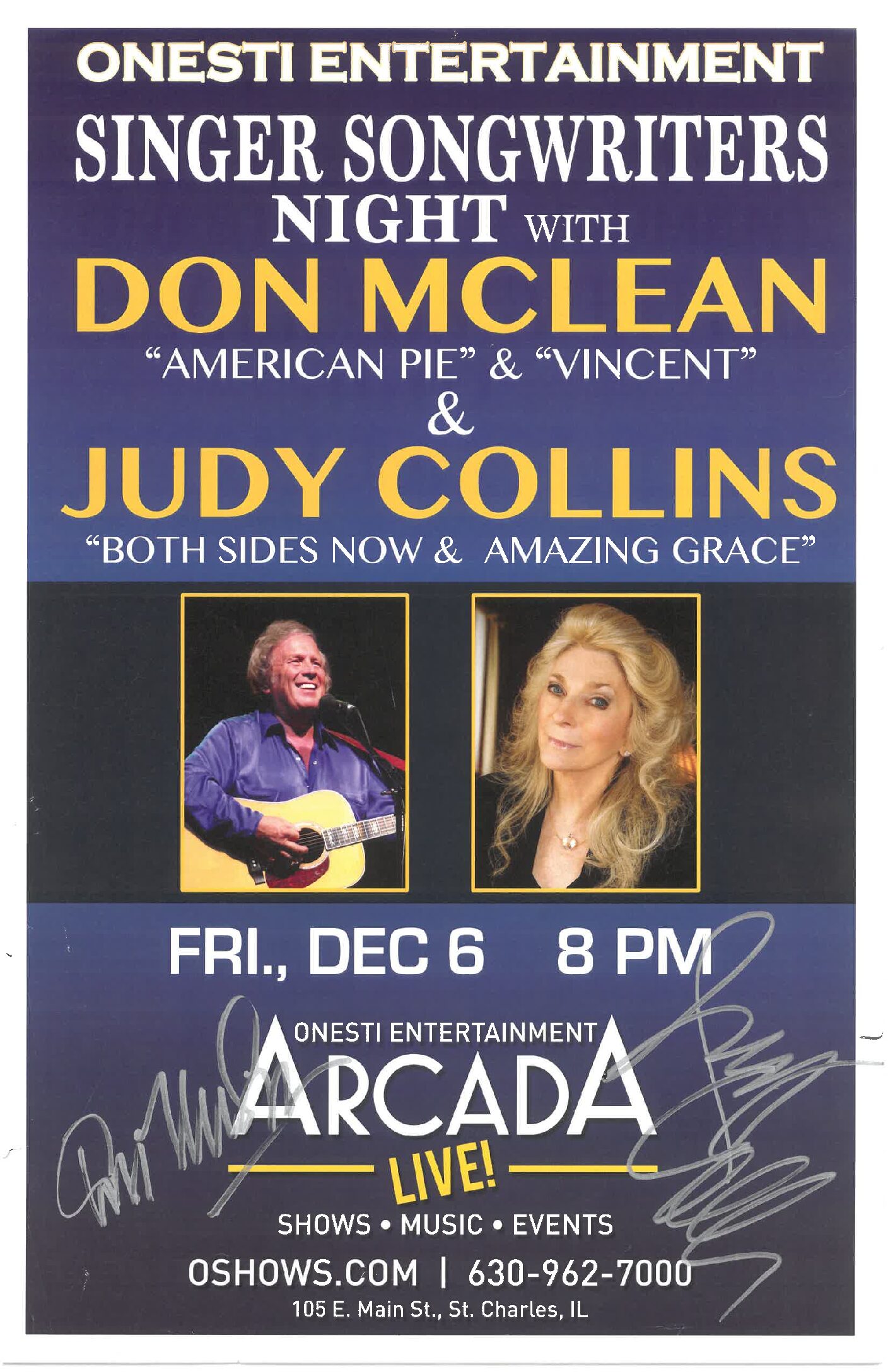 Don McLean & Judy Collins Poster- 12/6/13-ARC
