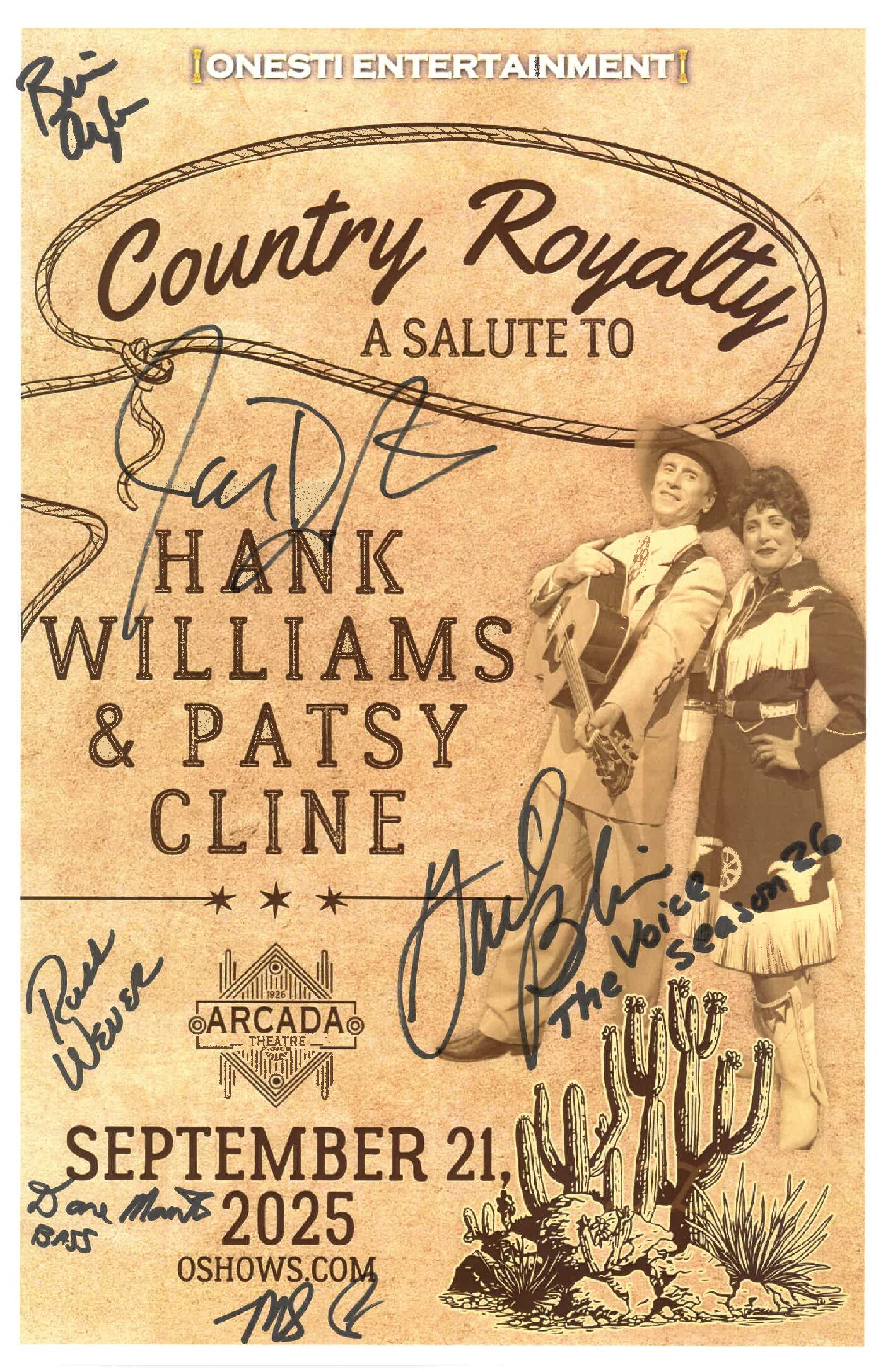 Hank Williams & Patsy Cline Tribute - Country Royalty Poster 9/21/25-ARC