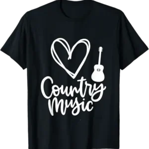 I Love Heart Country Music Mens Black -3XL
