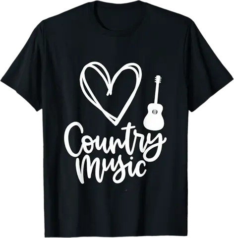 I Love Heart Country Music Mens Black -3XL