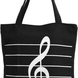 Music Notes Handbag Canvas Tote Bag - Black or White