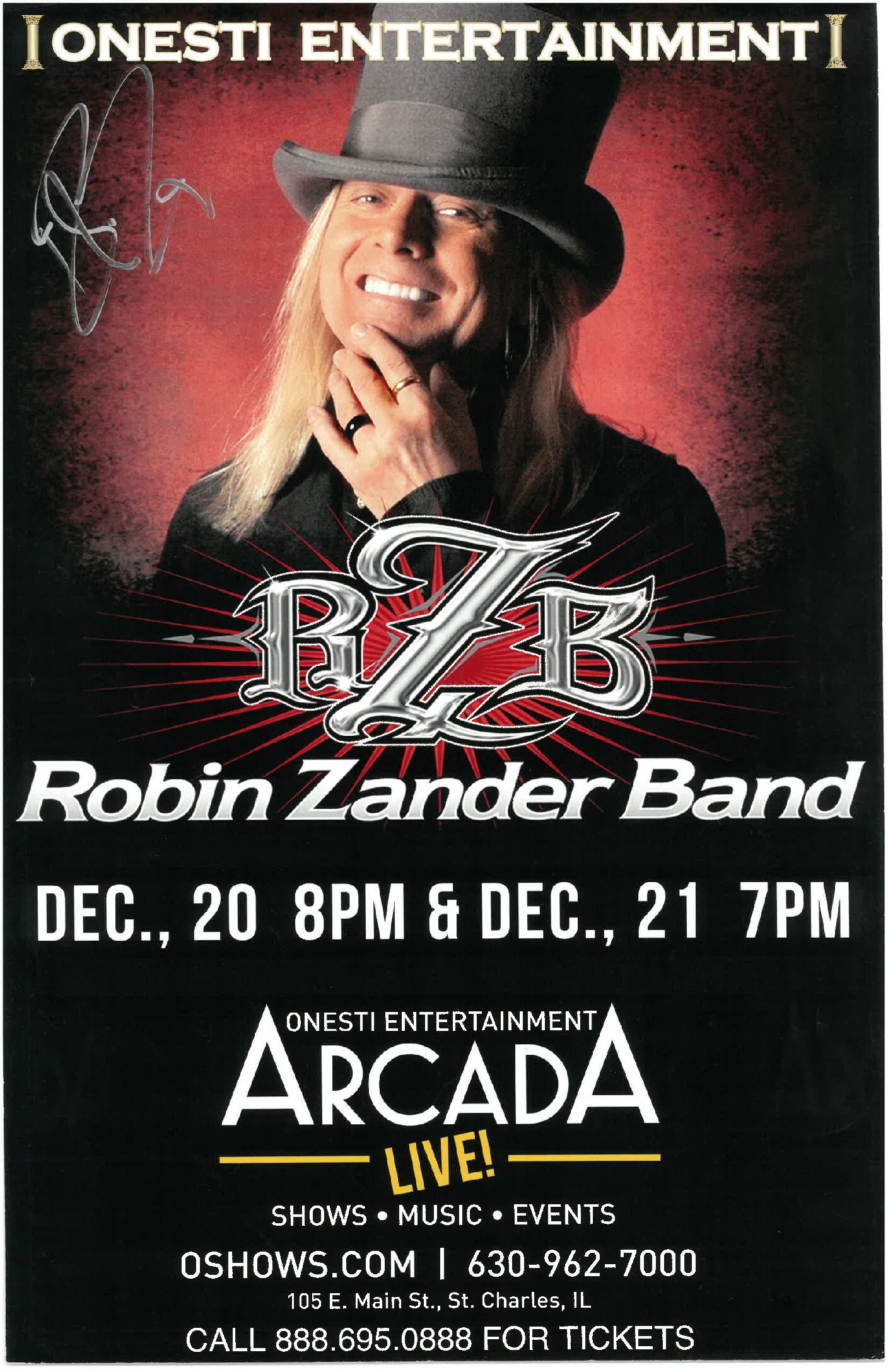 Robin  Zander Band Poster-12/20/14 & 12/21/24-ARC
