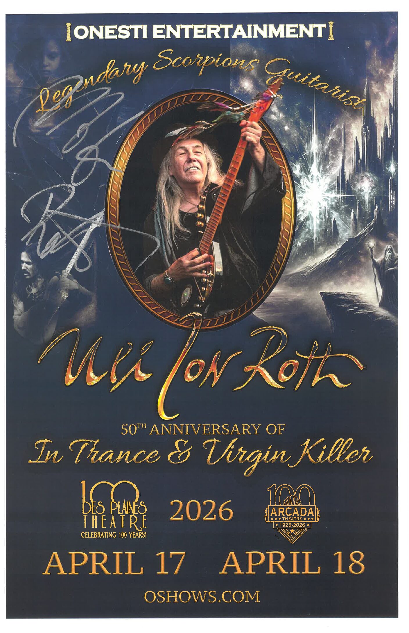 Uli Jon Roth Poster 4/17/26-DPT, 4/18/26-ARC
