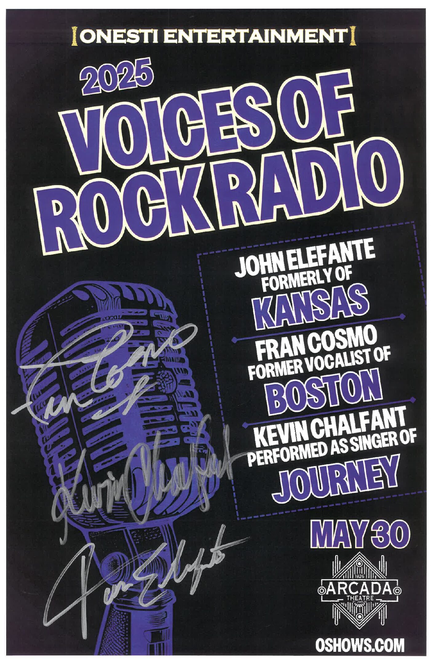 Voices Of Rock Radio Poster (John Elefante-Kansas,Fran Cosmo -Boston, Kevin Chalfnat - Journey) 5/30/25-ARC